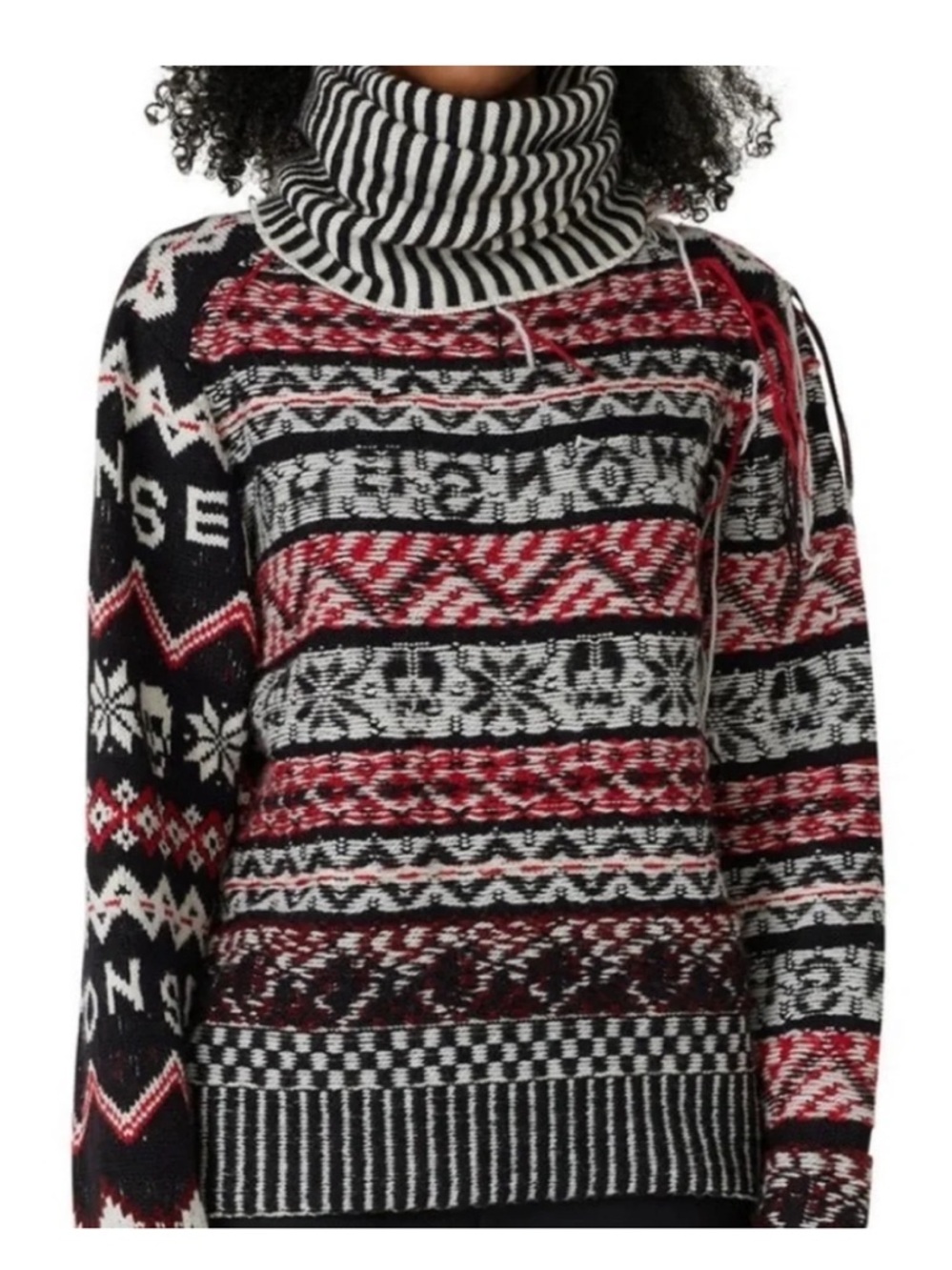 Monse Red Fairisle Sweater Medium Wool Turtleneck